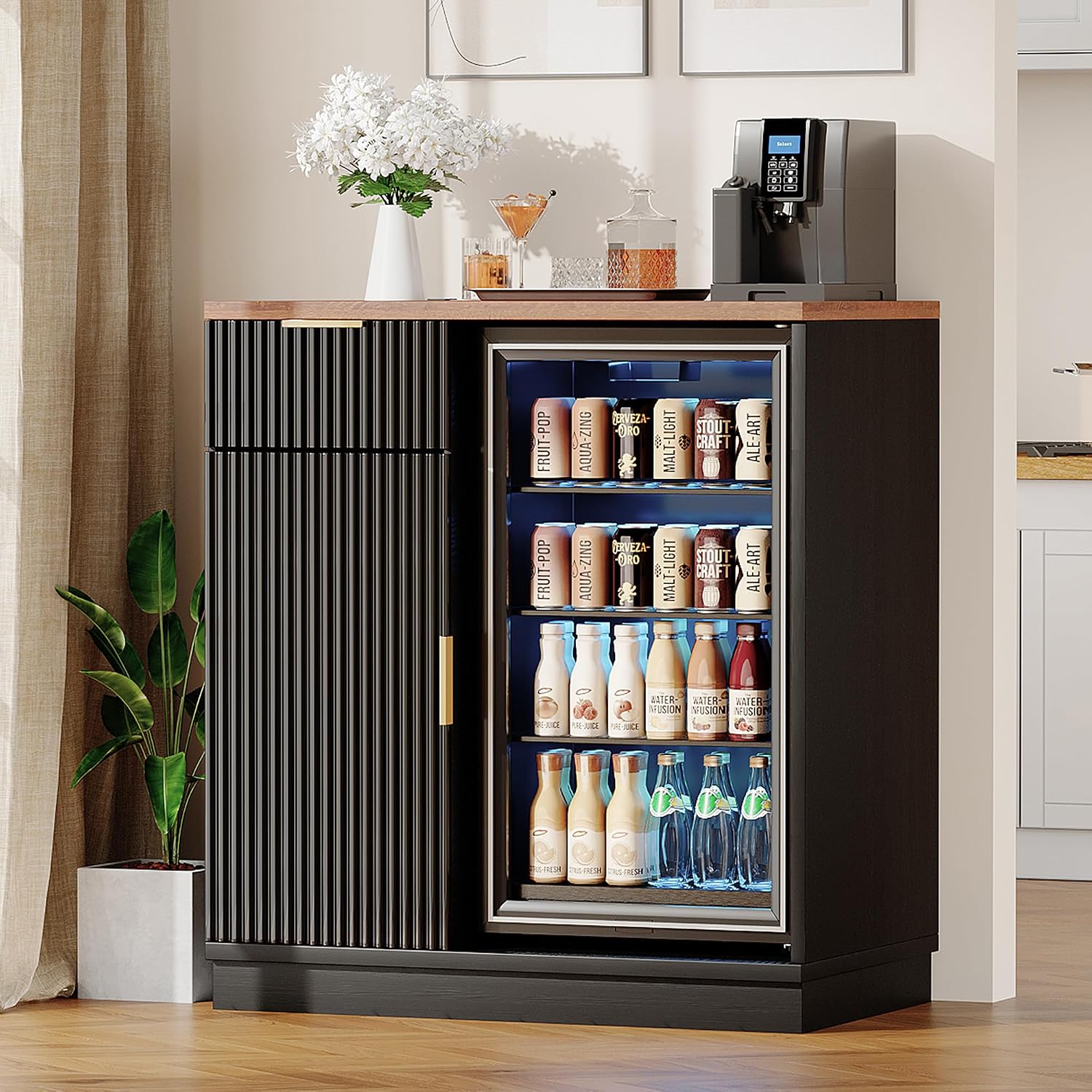 Home Bar And Fridge - Coffee Bar Cabinet with Fridge Space