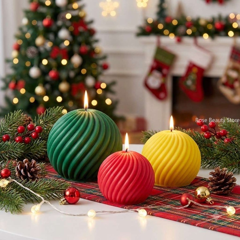 Ice Mold Sphere - 3D Christma Ball Candle Silicone Mold
