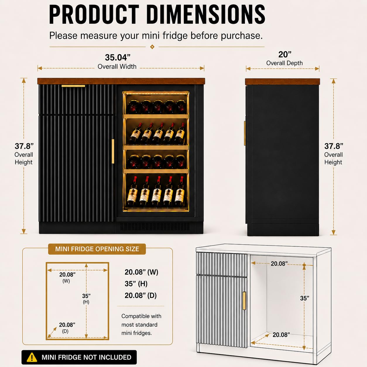 Coffee Bar Cabinet with Fridge - огляд і ціна Home Bar And Fridge