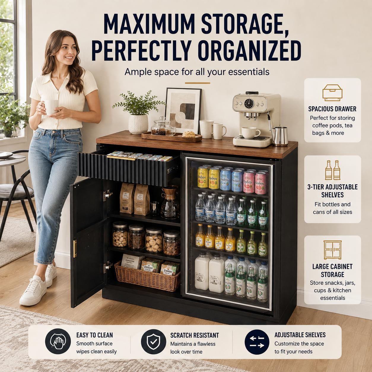 Coffee Bar Cabinet with Fridge - огляд і ціна Home Bar And Fridge
