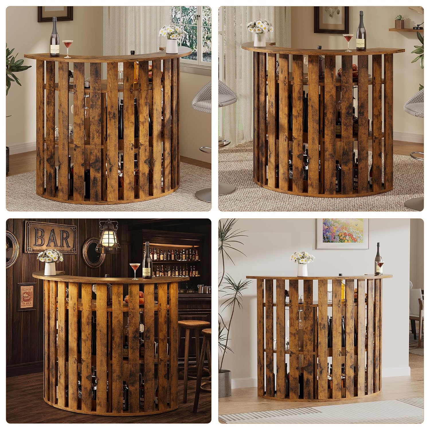 Rustic Wooden Bar Cabinet, 4-T - огляд і ціна Home Bar And Fridge