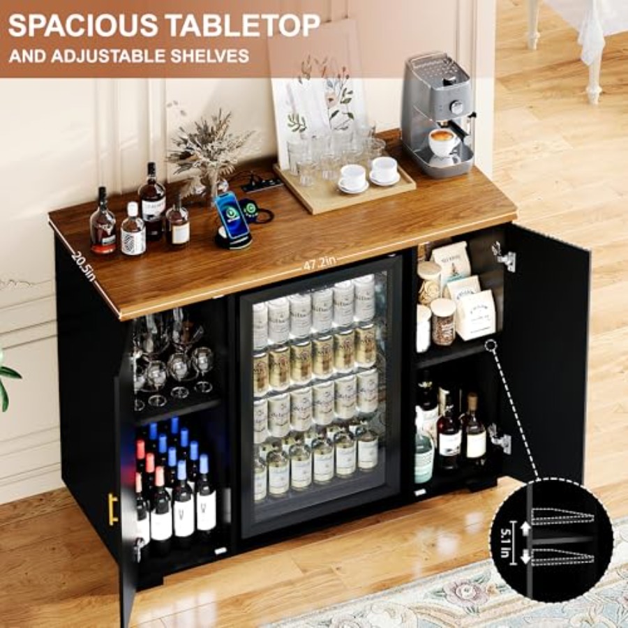 47 Fluted Coffee Bar Cabinet w - огляд і ціна Home Bar And Fridge